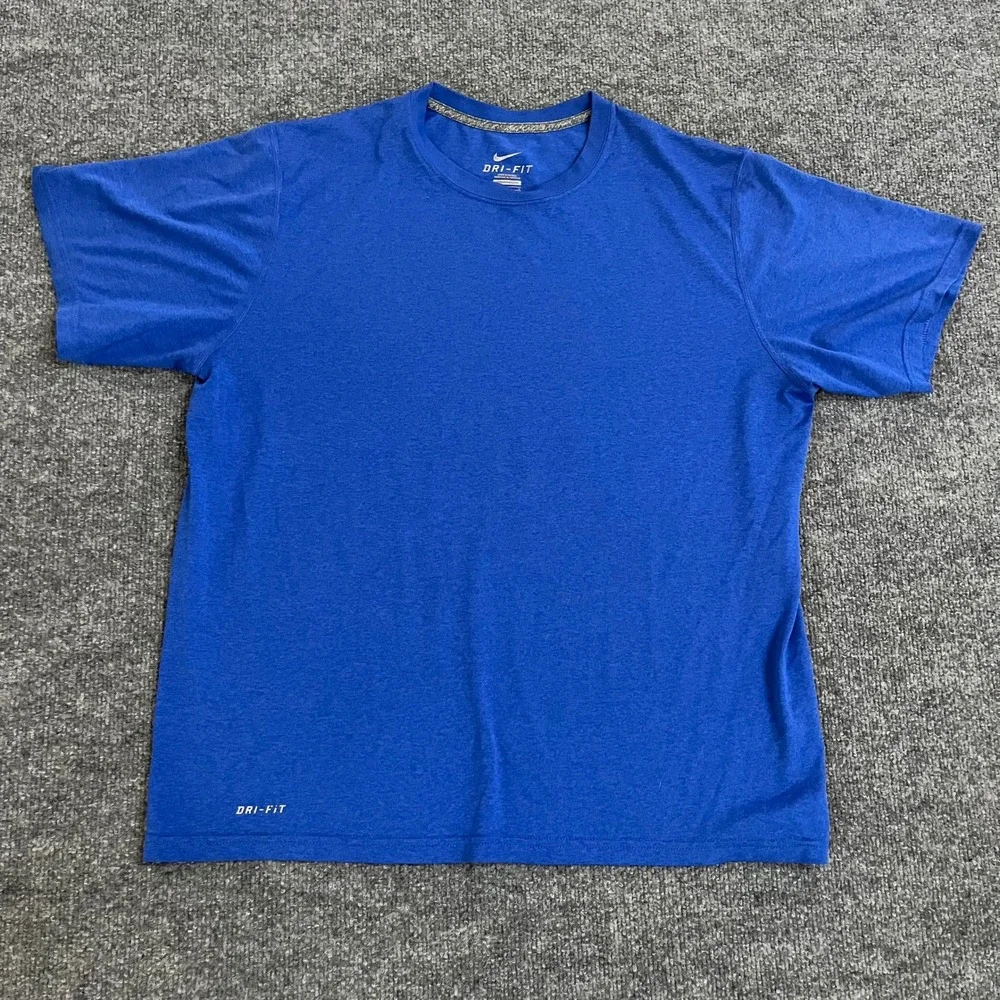 Nike T-Shirt Mens Size L Blue Dri-Fit Athletic Short Sleeve Crew Neck Training